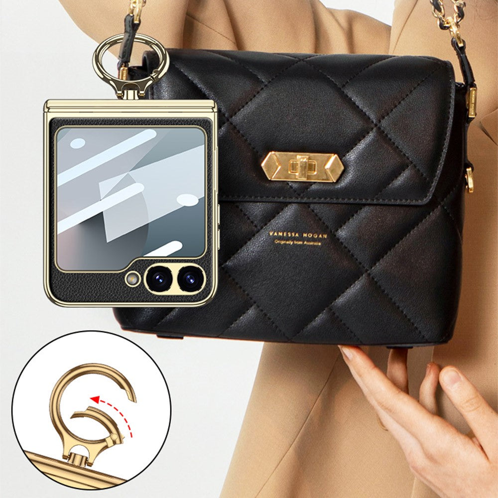 GKK For Samsung Galaxy Z Flip7 FE 5G / Z Flip6 5G Case PC+PU Kickstand Phone Cover - Yellow