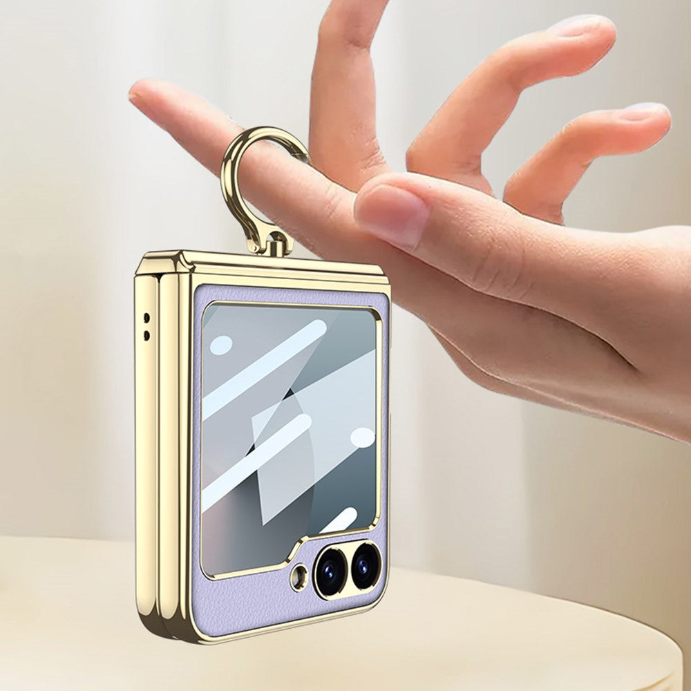 GKK For Samsung Galaxy Z Flip7 FE 5G / Z Flip6 5G Case PC+PU Kickstand Phone Cover - Matcha Green