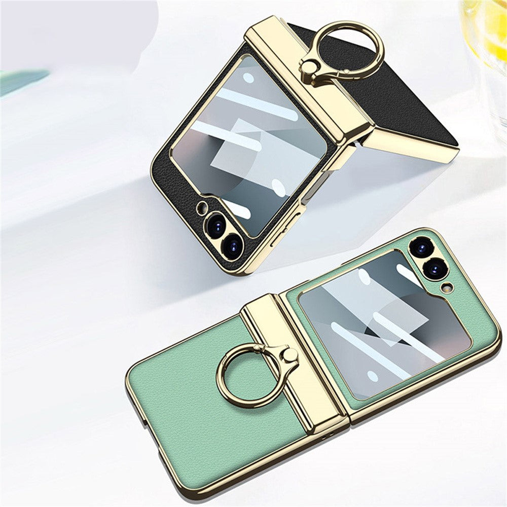 GKK For Samsung Galaxy Z Flip7 FE 5G / Z Flip6 5G Case PC+PU Kickstand Phone Cover - Blue