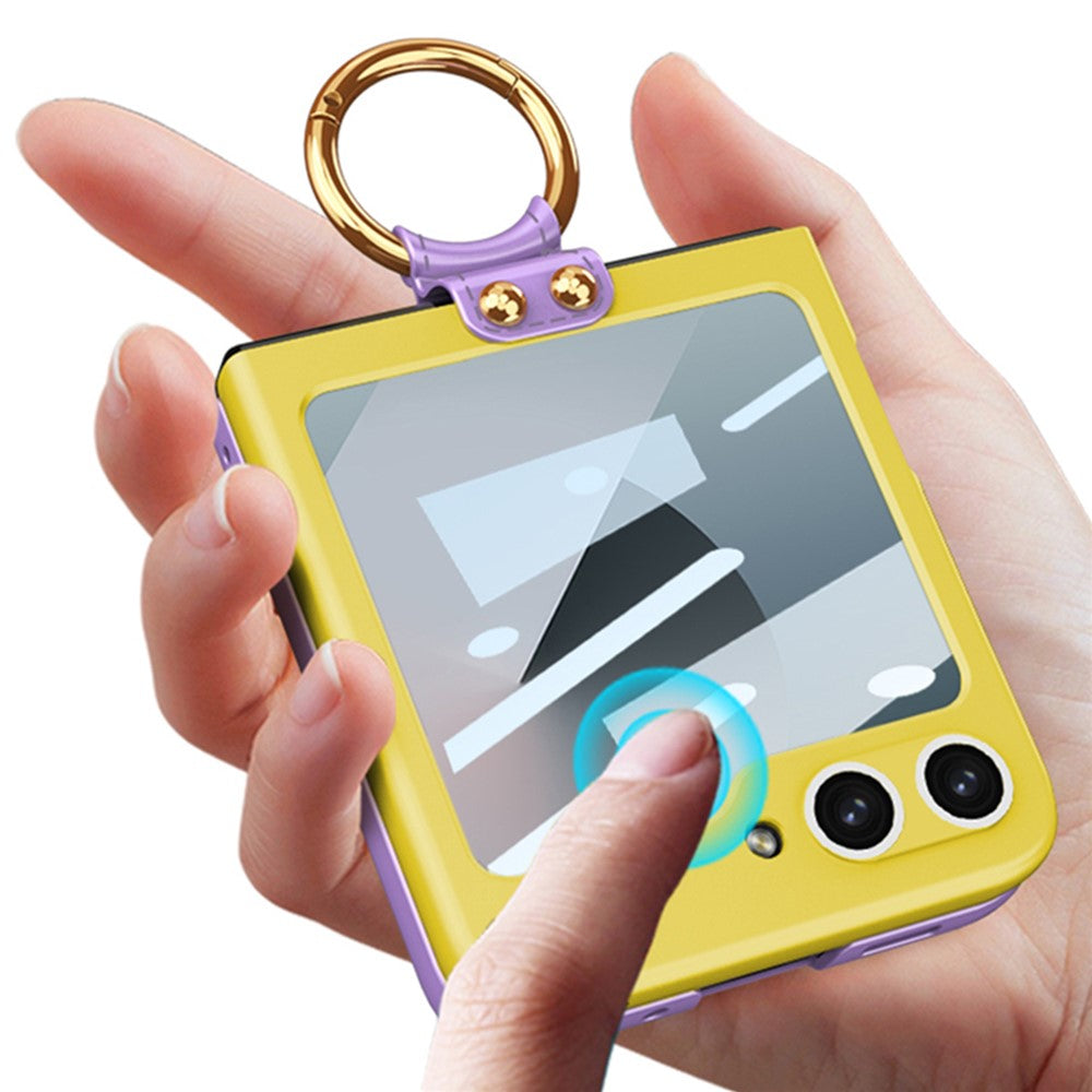 GKK For Samsung Galaxy Z Flip7 FE 5G / Z Flip6 5G Case Magnetic Hinge Protection PU+PC Kickstand Phone Cover - Pink