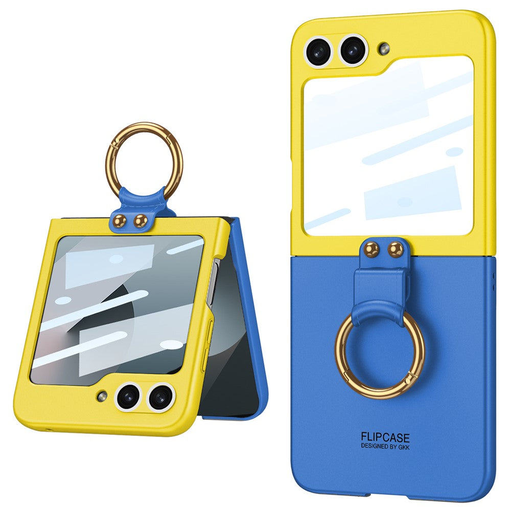 GKK For Samsung Galaxy Z Flip7 FE 5G / Z Flip6 5G Case Magnetic Hinge Protection PU+PC Kickstand Phone Cover - Blue