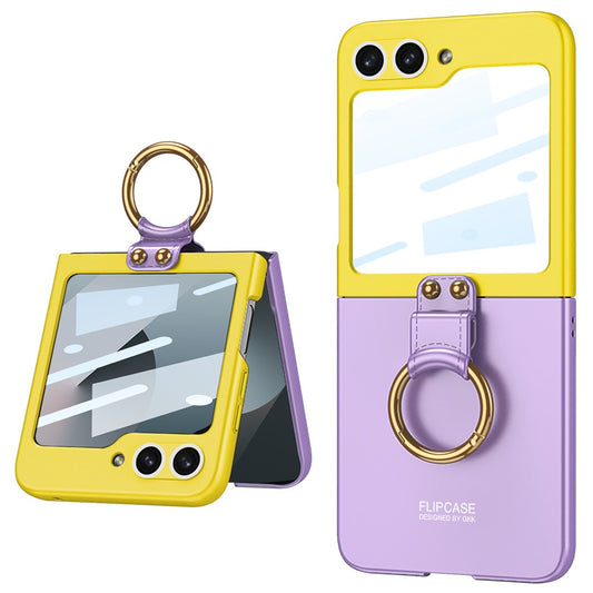 GKK For Samsung Galaxy Z Flip7 FE 5G / Z Flip6 5G Case Magnetic Hinge Protection PU+PC Kickstand Phone Cover - Purple
