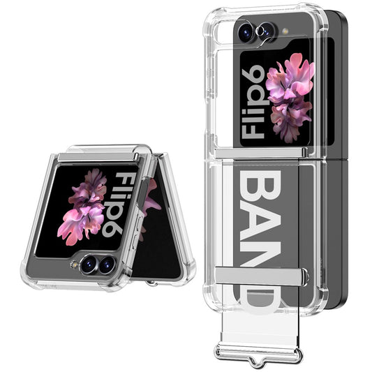GKK For Samsung Galaxy Z Flip7 FE 5G / Z Flip6 5G Case Strap Kickstand Soft TPU+PC Phone Cover - Transparent