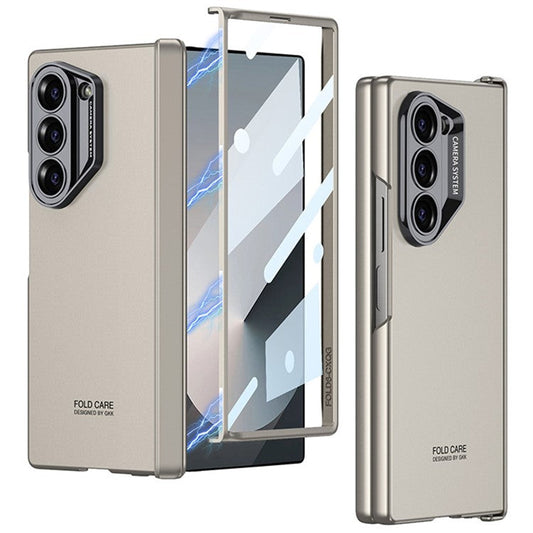 GKK For Samsung Galaxy Z Fold6 5G Case Magnetic Hinge Protector PC Phone Cover with Screen Film - Titanium Grey