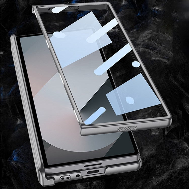 GKK For Samsung Galaxy Z Fold6 5G Case Magnetic Hinge Protector PC Phone Cover with Screen Film - Titanium Grey
