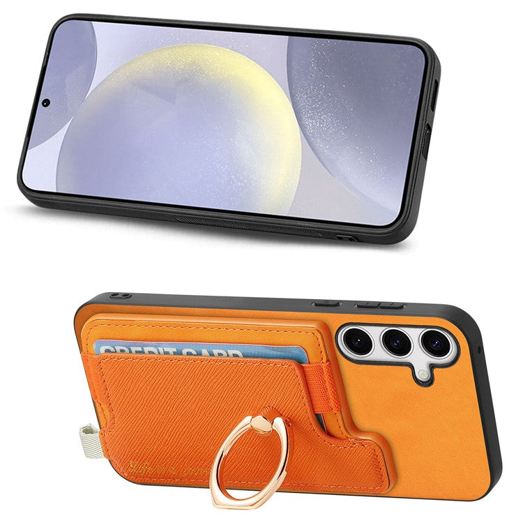 B5 For Samsung Galaxy S24+ Case 2-in-1 Magnetic Detachable Card Holder Leather+TPU Phone Cover - Yellow