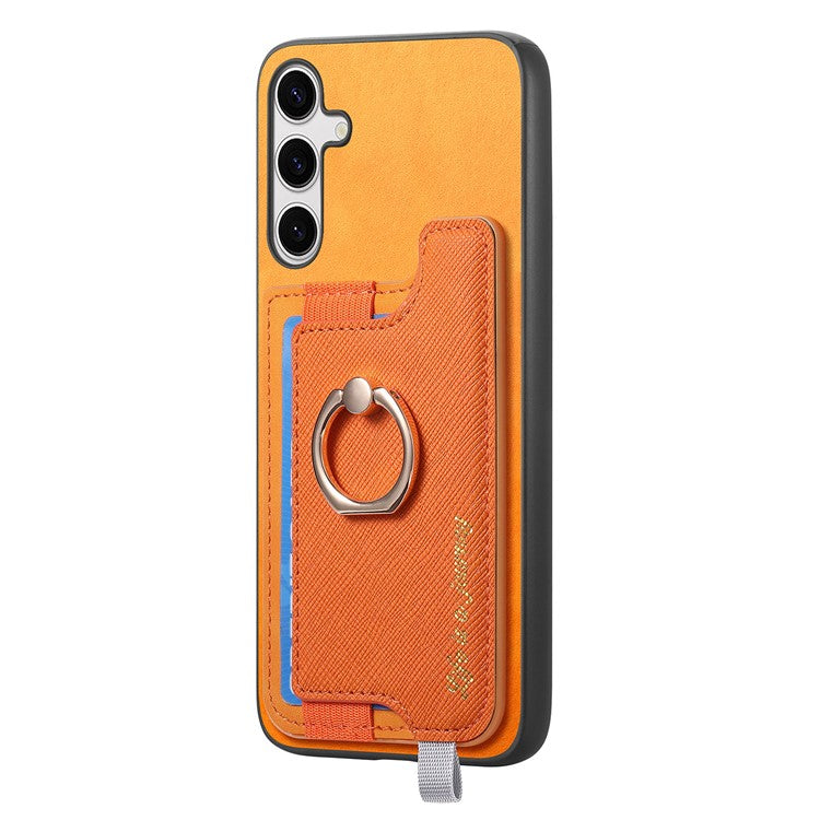 B5 For Samsung Galaxy S24+ Case 2-in-1 Magnetic Detachable Card Holder Leather+TPU Phone Cover - Yellow