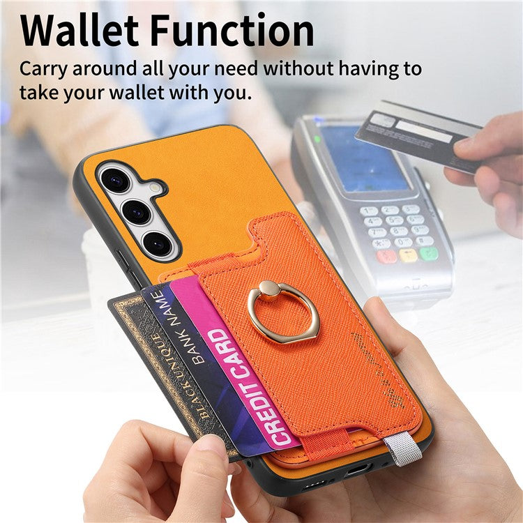 B5 For Samsung Galaxy S24+ Case 2-in-1 Magnetic Detachable Card Holder Leather+TPU Phone Cover - Yellow