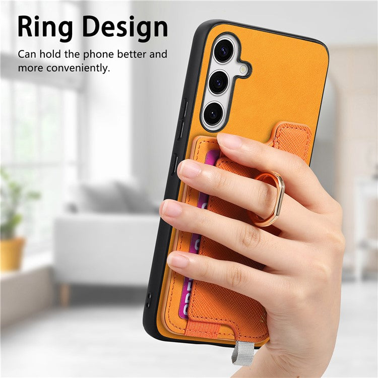 B5 For Samsung Galaxy S24+ Case 2-in-1 Magnetic Detachable Card Holder Leather+TPU Phone Cover - Yellow