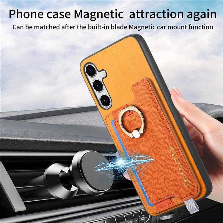 B5 For Samsung Galaxy S24+ Case 2-in-1 Magnetic Detachable Card Holder Leather+TPU Phone Cover - Yellow