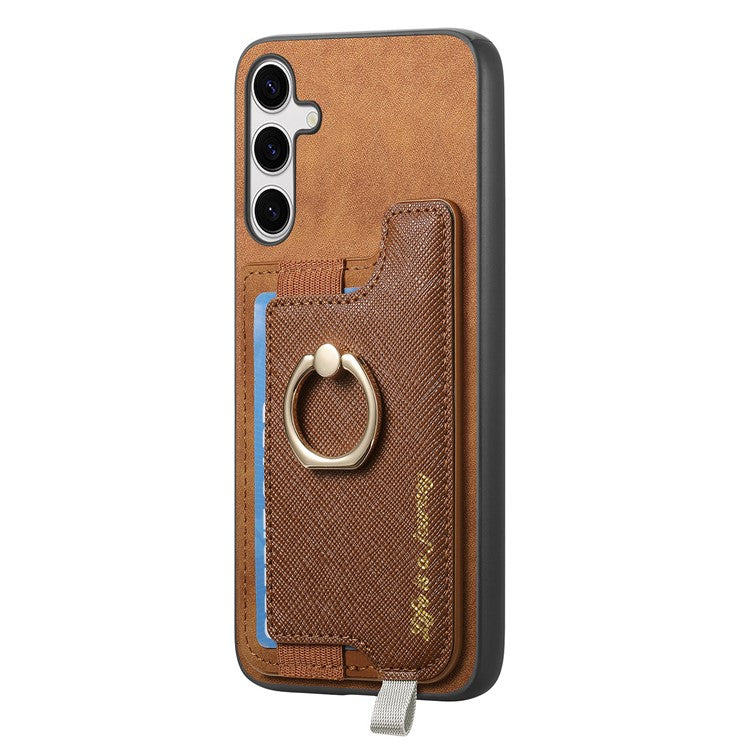 B5 For Samsung Galaxy S24+ Case 2-in-1 Magnetic Detachable Card Holder Leather+TPU Phone Cover - Brown