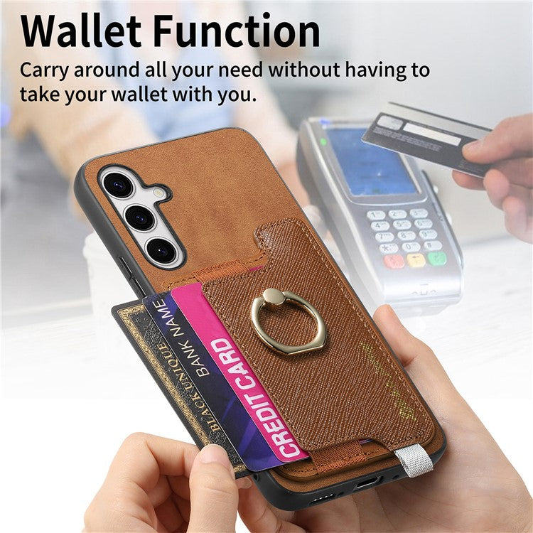 B5 For Samsung Galaxy S24+ Case 2-in-1 Magnetic Detachable Card Holder Leather+TPU Phone Cover - Brown