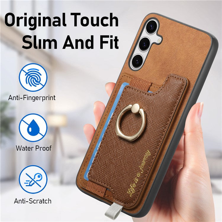 B5 For Samsung Galaxy S24+ Case 2-in-1 Magnetic Detachable Card Holder Leather+TPU Phone Cover - Brown