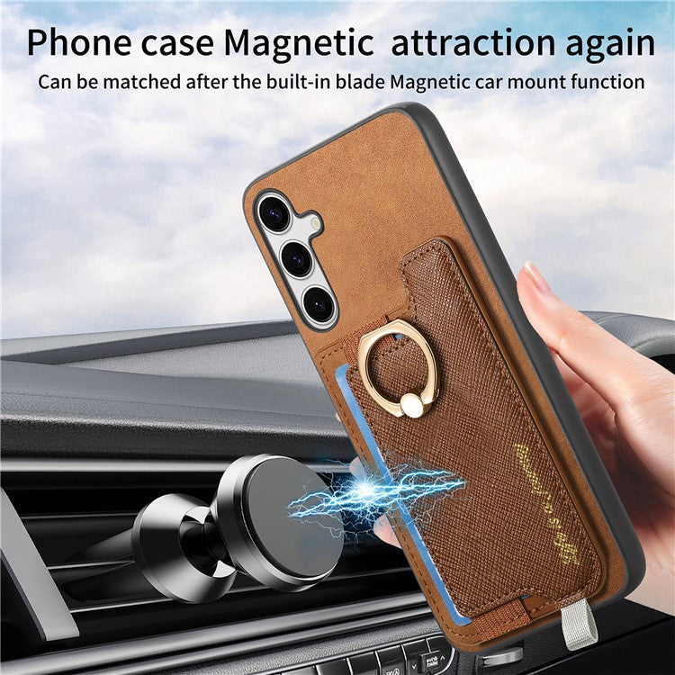 B5 For Samsung Galaxy S24+ Case 2-in-1 Magnetic Detachable Card Holder Leather+TPU Phone Cover - Brown