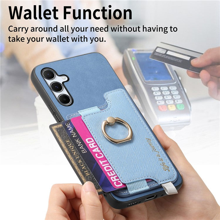 B5 For Samsung Galaxy A35 5G Case 2-in-1 Magnetic Detachable Card Holder Leather+TPU Phone Cover - Blue