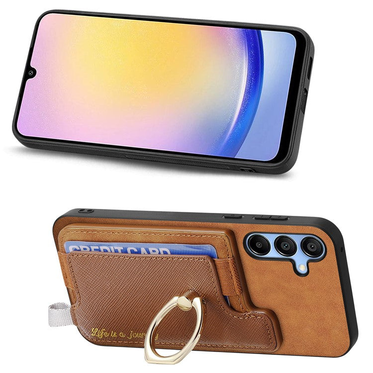 B5 For Samsung Galaxy A25 5G (Global) (161.0 x 76.5 x 8.3mm) Case 2-in-1 Magnetic Detachable Card Holder Leather+TPU Phone Cover - Brown