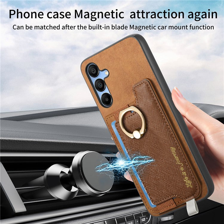 B5 For Samsung Galaxy A25 5G (Global) (161.0 x 76.5 x 8.3mm) Case 2-in-1 Magnetic Detachable Card Holder Leather+TPU Phone Cover - Brown