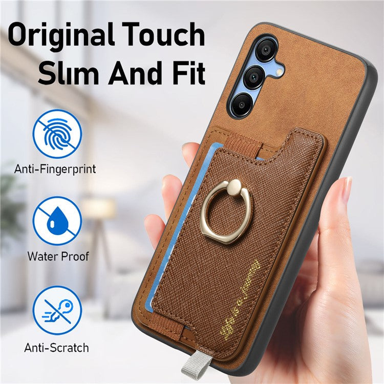 B5 For Samsung Galaxy A25 5G (Global) (161.0 x 76.5 x 8.3mm) Case 2-in-1 Magnetic Detachable Card Holder Leather+TPU Phone Cover - Brown