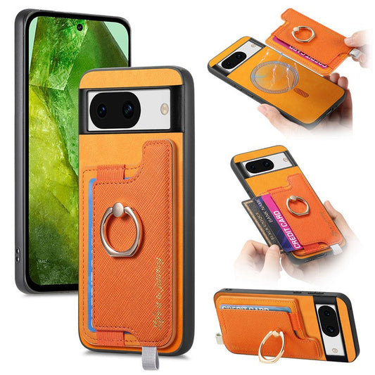 B5 For Google Pixel 8a Case 2-in-1 Magnetic Detachable Card Holder Leather+TPU Phone Cover - Yellow