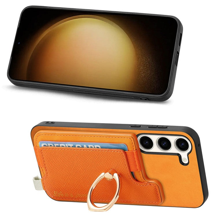 B5 For Samsung Galaxy S23+ Case 2-in-1 Magnetic Detachable Card Holder Leather+TPU Phone Cover - Yellow