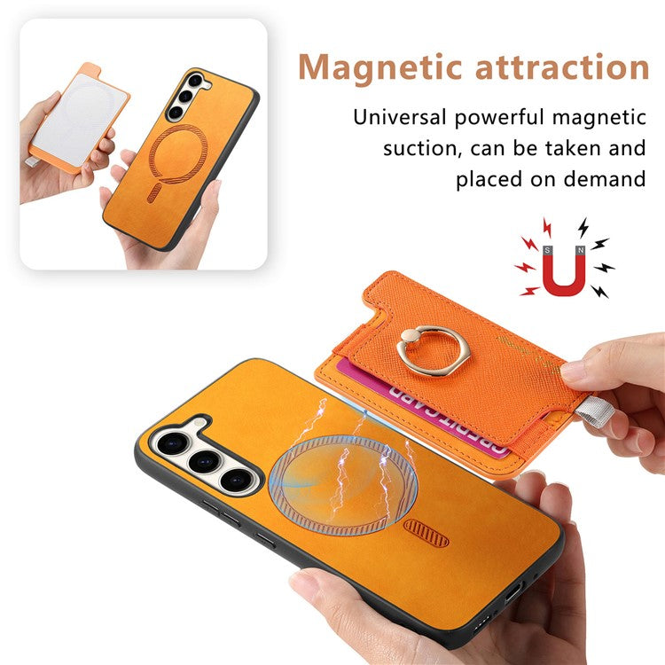 B5 For Samsung Galaxy S23+ Case 2-in-1 Magnetic Detachable Card Holder Leather+TPU Phone Cover - Yellow