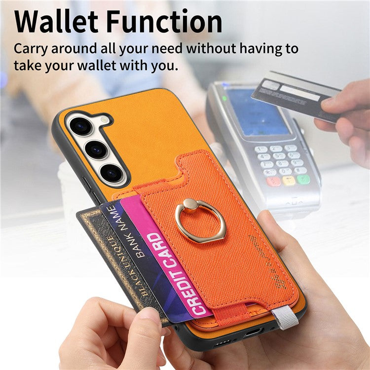 B5 For Samsung Galaxy S23+ Case 2-in-1 Magnetic Detachable Card Holder Leather+TPU Phone Cover - Yellow