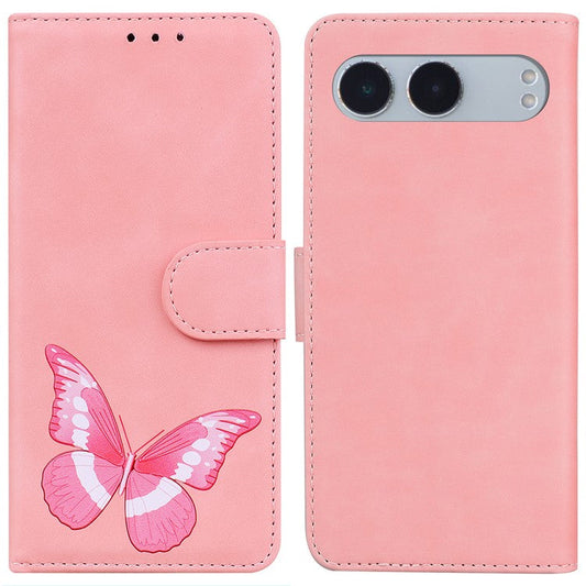 For OnePlus Nord 4 Stand Case PU Leather Phone Cover Butterfly Printed - Pink
