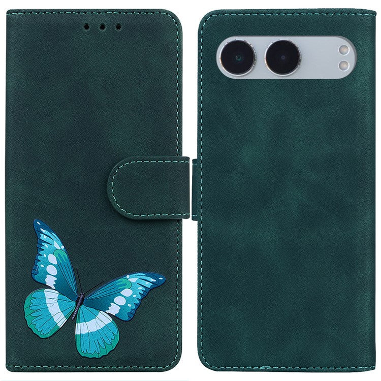 For OnePlus Nord 4 Stand Case PU Leather Phone Cover Butterfly Printed - Green
