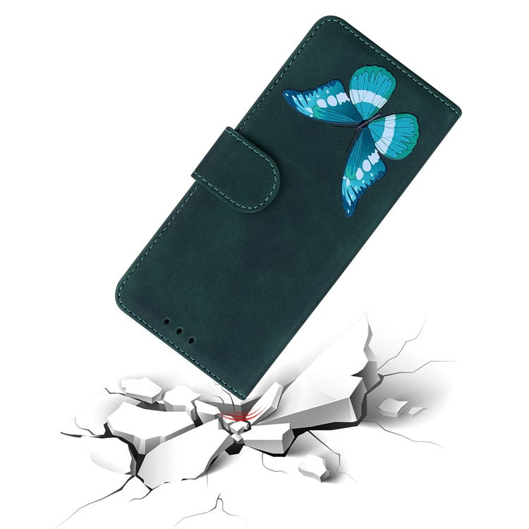 For OnePlus Nord 4 Stand Case PU Leather Phone Cover Butterfly Printed - Green