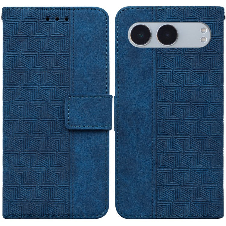 For OnePlus Nord 4 Case Geometry Pattern Leather Wallet Phone Cover - Blue