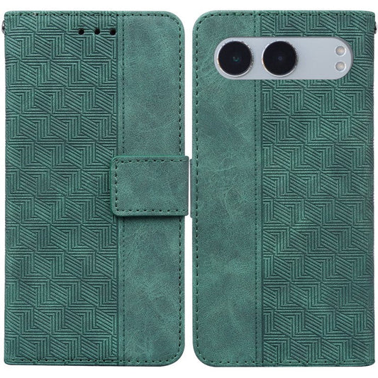 For OnePlus Nord 4 Case Geometry Pattern Leather Wallet Phone Cover - Green