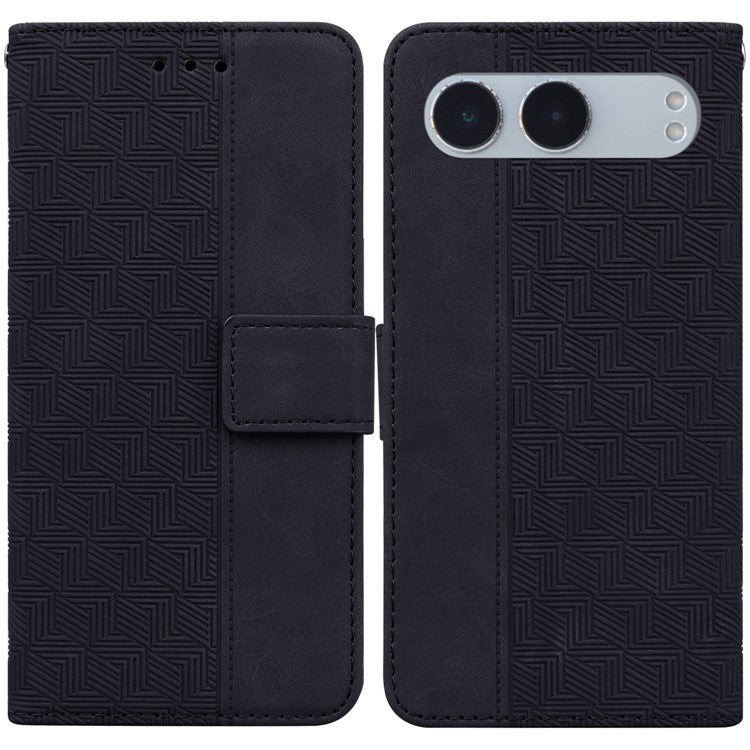For OnePlus Nord 4 Case Geometry Pattern Leather Wallet Phone Cover - Black