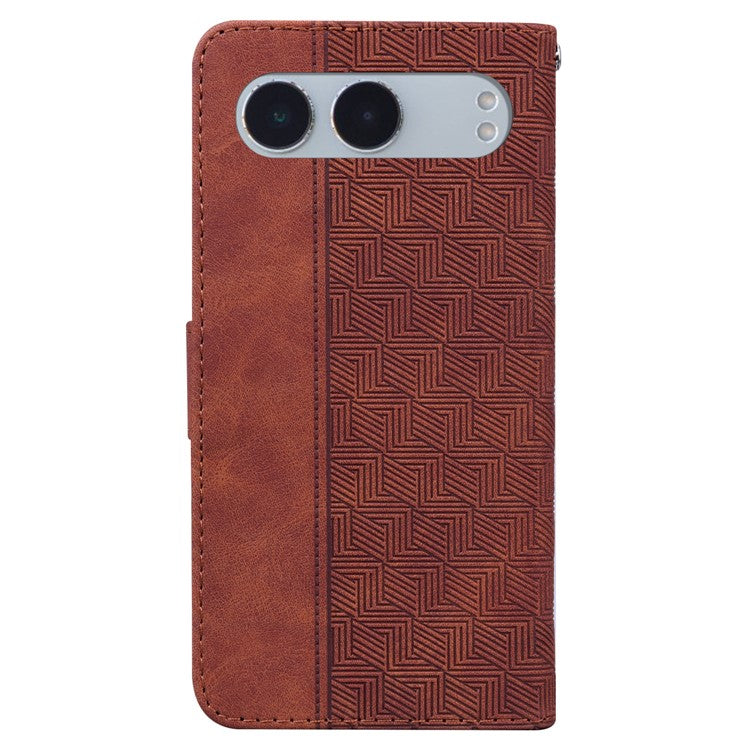 For OnePlus Nord 4 Case Geometry Pattern Leather Wallet Phone Cover - Brown