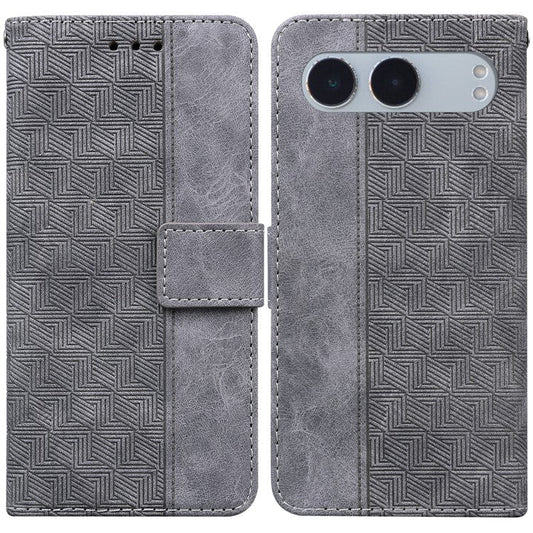For OnePlus Nord 4 Case Geometry Pattern Leather Wallet Phone Cover - Grey