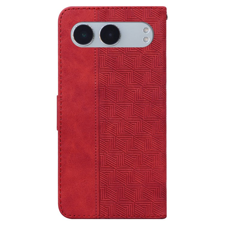 For OnePlus Nord 4 Case Geometry Pattern Leather Wallet Phone Cover - Red