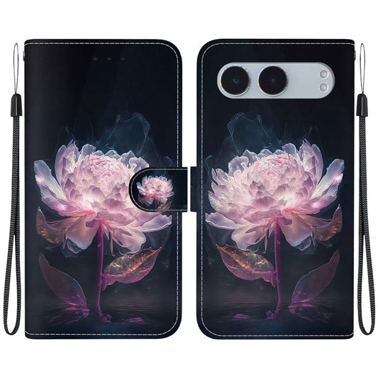 For OnePlus Nord 4 Wallet Phone Case Anti-Drop Leather Flip Cover Pattern Printing - Purple Peony