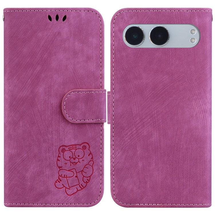 For OnePlus Nord 4 Wallet Case Tiger Imprint Leather Shockproof Phone Cover - Rose