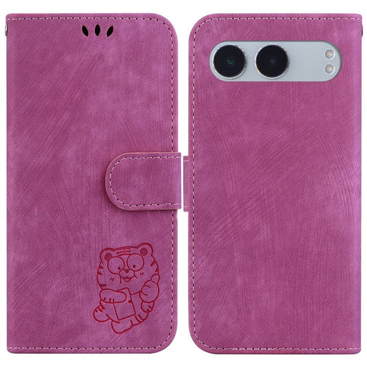 For OnePlus Nord 4 Wallet Case Tiger Imprint Leather Shockproof Phone Cover - Rose