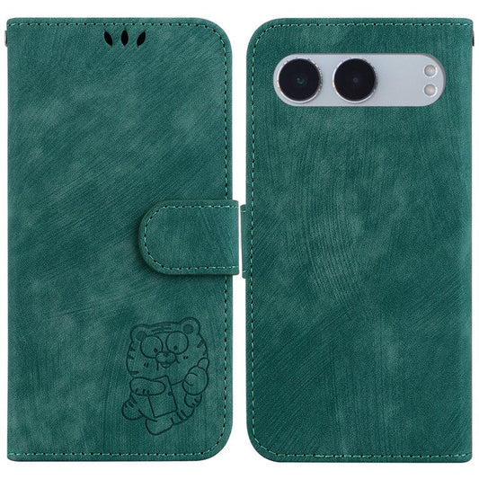 For OnePlus Nord 4 Wallet Case Tiger Imprint Leather Shockproof Phone Cover - Green