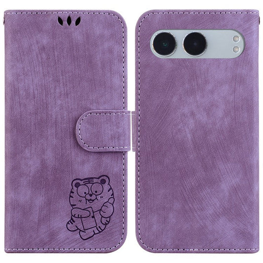 For OnePlus Nord 4 Wallet Case Tiger Imprint Leather Shockproof Phone Cover - Purple