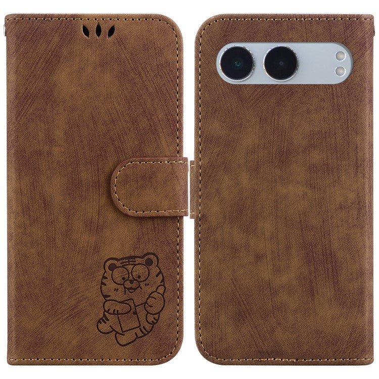 For OnePlus Nord 4 Wallet Case Tiger Imprint Leather Shockproof Phone Cover - Brown