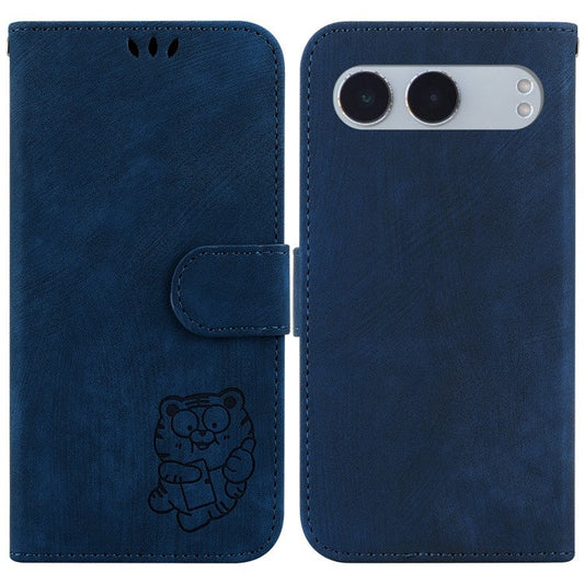 For OnePlus Nord 4 Wallet Case Tiger Imprint Leather Shockproof Phone Cover - Dark Blue