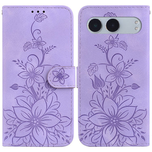 For OnePlus Nord 4 Case Lily Flower Imprint Leather Phone Cover with Stand