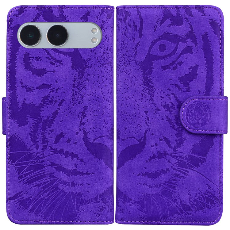For OnePlus Nord 4 Case Tiger Imprint Leather Wallet Phone Cover - Purple