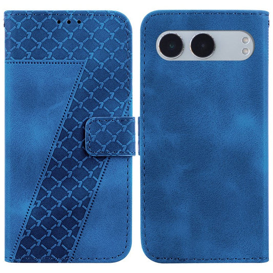 For OnePlus Nord 4 Stand Case 7-Shaped Pattern Imprint Leather Phone Cover - Blue