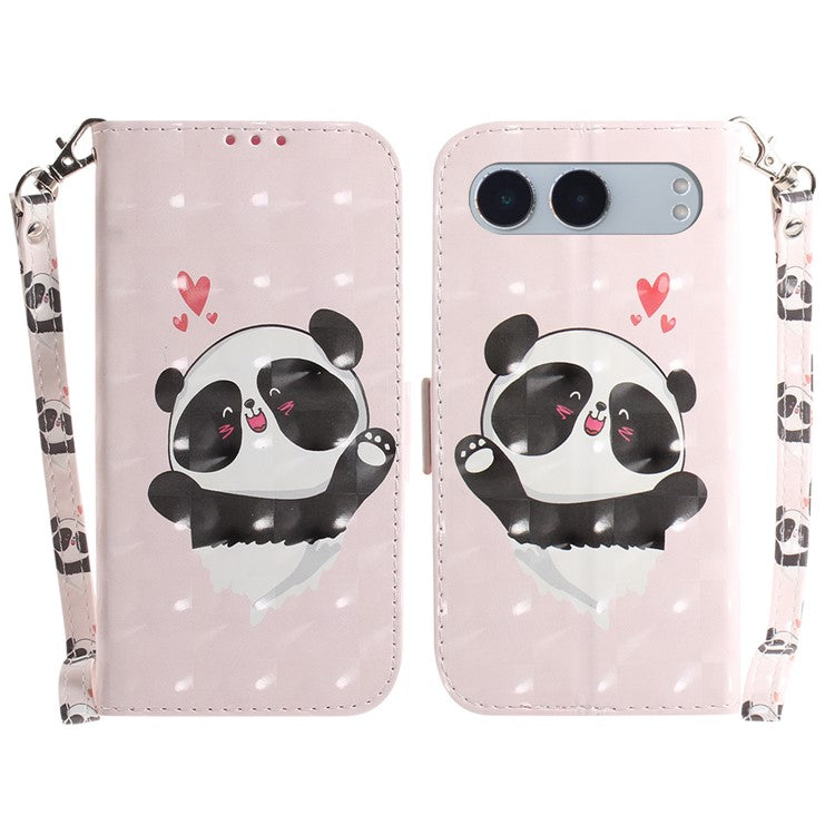For OnePlus Nord 4 Case Pattern Printing Leather Wallet Phone Cover - Love Heart Panda