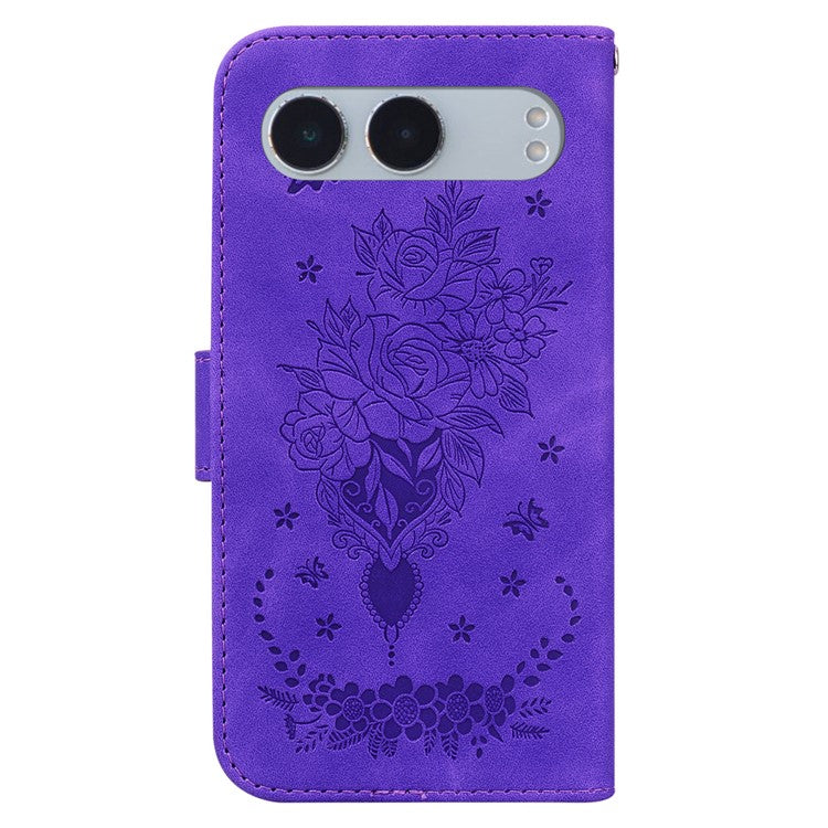 For OnePlus Nord 4 Case PU Leather Wallet Phone Cover Butterfly Flower Imprint - Purple