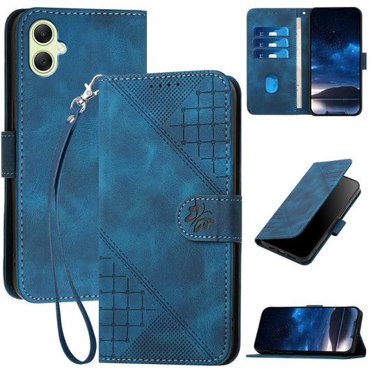 YX0080 For Samsung Galaxy A06 Case Butterfly Imprint Leather Wallet Phone Cover - Sapphire