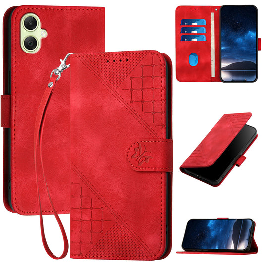 YX0080 For Samsung Galaxy A06 Case Butterfly Imprint Leather Wallet Phone Cover - Red