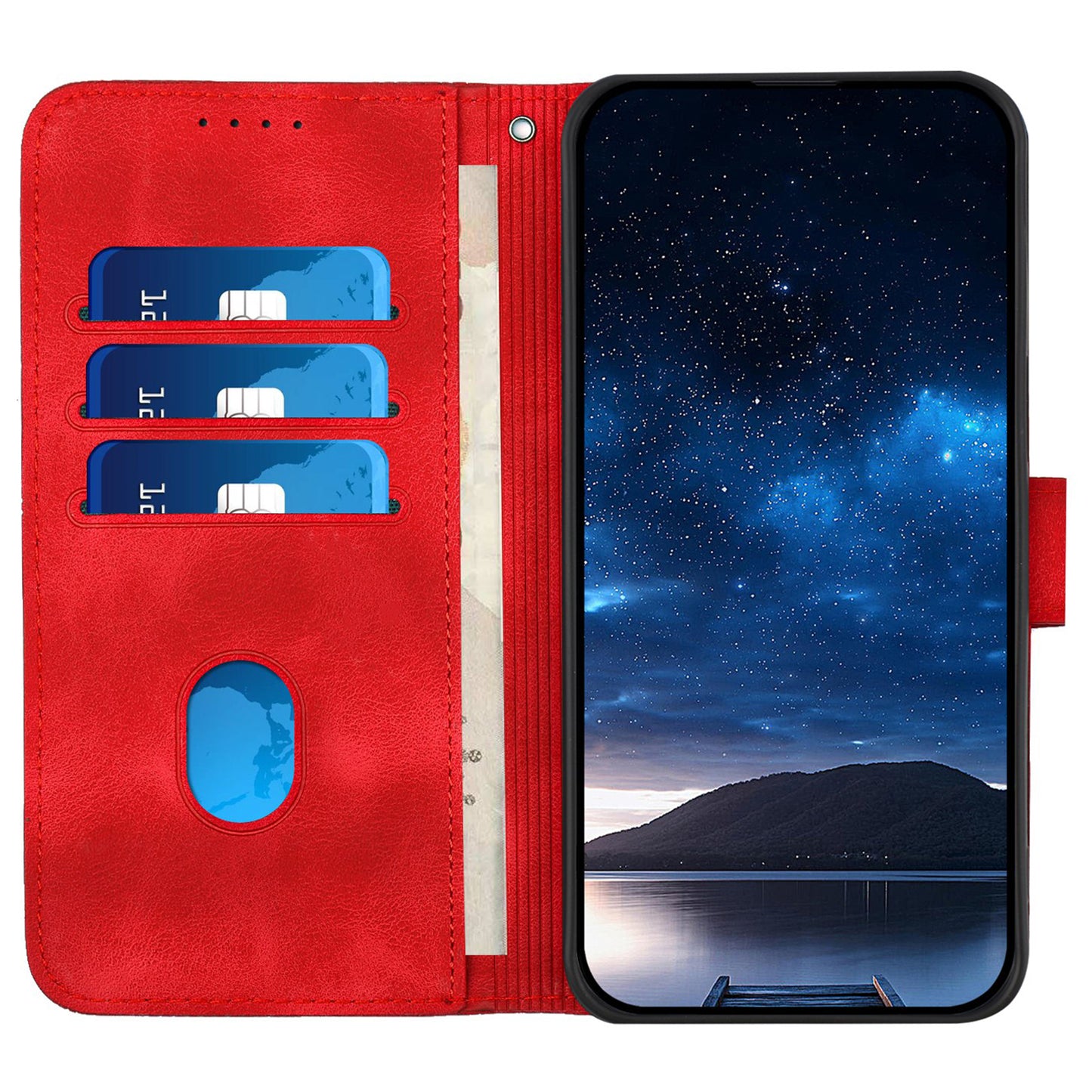YX0080 For Samsung Galaxy A06 Case Butterfly Imprint Leather Wallet Phone Cover - Red